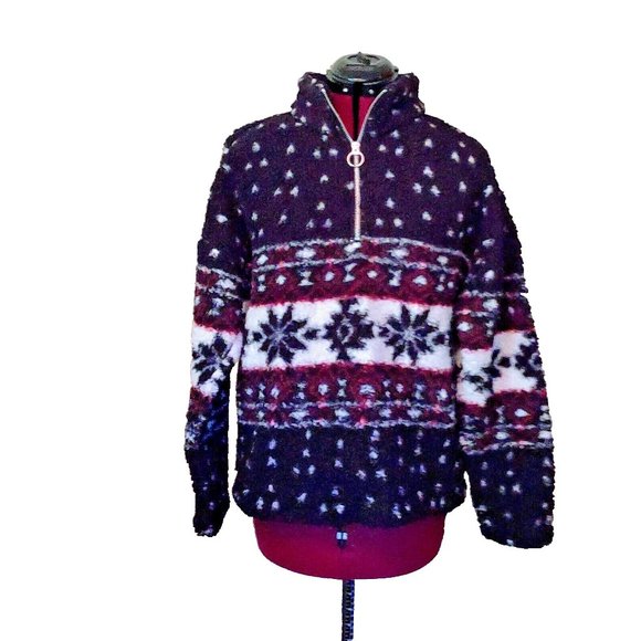 Love Tree Womens 1/4 Zip Sweater Pullover Size Medium Sherpa Southwester… - Picture 1 of 7